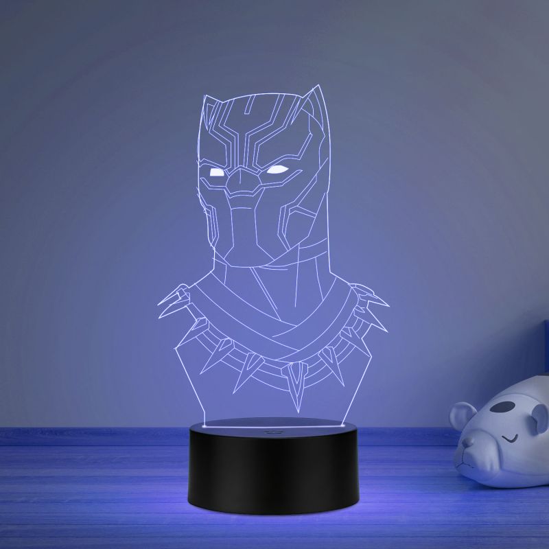 3D Illusion Black Panther Led Night lamp with Multicolored Gift For Avengers Lover